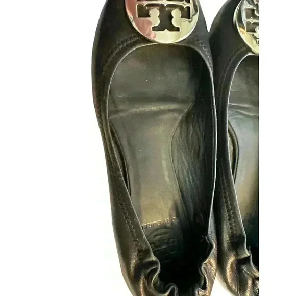 - Tory Burch Reva Leather Black Ballet Flats in Size 7M, Pre-Owned Good Con - Picture 2 of 7